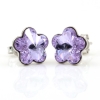 Cercei cu cristale fancy floare Swarovski de 10mm Violet, argint 925 rodiat