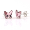 Cercei cu cristale cabochon fluture Swarovski de 8mm Light Rose, argint 925 rodiat