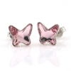 Cercei cu cristale cabochon fluture Swarovski de 8mm Light Rose, argint 925 rodiat