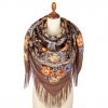 Premium shawl Beauty Girl, wool, brown - 125x125cm