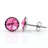 Cercei cu cristale rivoli Swarovski de 8mm Rose, argint 925 rodiat