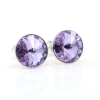 Cercei cu cristale rivoli Swarovski de 8mm Violet, argint 925 rodiat