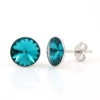 Cercei cu cristale rivoli Swarovski de 8mm Blue Zircon, argint 925 rodiat