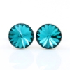 Cercei cu cristale rivoli Swarovski de 8mm Blue Zircon, argint 925 rodiat