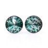 Cercei cu cristale rivoli Swarovski de 8mm Emerald Silver Patina, argint 925 rodiat