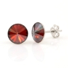 Cercei cu cristale rivoli Swarovski de 8mm Red Magma, argint 925 rodiat