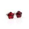 Cercei cu cristale fancy floare Swarovski de 6mm Light Siam, argint 925 rodiat