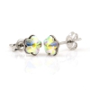 Cercei cu cristale fancy floare Swarovski de 6mm Aurore boreale, argint 925 rodiat
