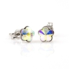Cercei cu cristale fancy floare Swarovski de 6mm Aurore boreale, argint 925 rodiat