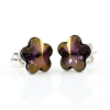 Cercei cu cristale fancy floare Swarovski de 10mm Lilac Shadow, argint 925 rodiat