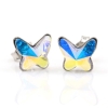 Cercei cu cristale cabochon fluture Swarovski de 8mm Aurore Boreale, argint 925 rodiat