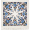 Premium shawl Spring morning, wool, ivory - 125x125cm