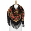 Premium shawl Black eyes, wool, black - 125x125cm