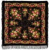 Premium shawl Black eyes, wool, black - 125x125cm