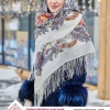 Sal premium Butterfly dream din lana, ivory, 125x125cm