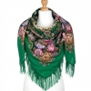 Premium shawl In the Land of Wonders, wool, green - 125x125cm