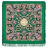 Premium shawl In the Land of Wonders, wool, green - 125x125cm