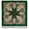 Premium shawl Golden days, wool, green - 125x125cm