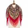 Premium shawl Golden Cage, wool, red - 125x125cm