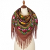 Premium scarf Golden Seine, wool, brown - 110x110cm
