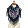 Premium scarf On The Wings of Memory, wool, bleumarin - 89x89cm