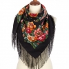 Premium scarf Rose City, wool, black - 89x89cm