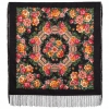 Premium scarf Rose City, wool, black - 89x89cm