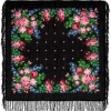 Premium scarf Varenka , wool, black - 89x89cm