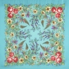 Premium scarf Spring journey, wool, turquoise - 89x89cm