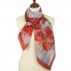 Premium scarf Poppy field, crepe de chine silk - 89x89cm