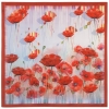 Esarfa premium Poppy field din matase crepe de chine, 89x89cm