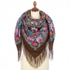Premium shawl Silver Creek, wool, brown - 125x125cm