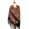 Premium shawl Almonds, wool, chocolate brown - 148x148cm