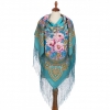 Premium shawl Seasons Winter, wool, green marin - 148x148cm
