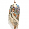 Premium shawl Seasons Spring, wool, ivory beige - 148x148cm