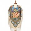 Premium shawl Seasons Spring, wool, ivory beige - 148x148cm