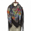 Sal premium Medallions din lana, negru, 148x148cm
