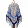 Premium shawl Eastern tale, wool, bleumarin - 148x148cm