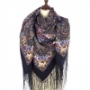 Premium shawl Linger, beautiful Illusions, wool, indigo mauve - 148x148cm