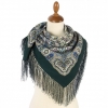 Premium scarf Light in the Palms, wool, petrol green - 89x89cm