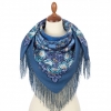 Premium scarf Night is Light, wool, vintage blue - 89x89cm
