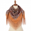 Premium scarf Light in the Window, wool, caramel brown - 89x89cm