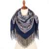 Premium scarf Spring Rain Song, wool, indigo blue - 89x89cm