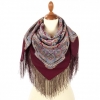 Premium scarf Spring Rain Song, wool, burgundy mauve - 89x89cm