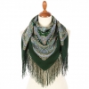 Premium scarf Spring Rain Song, wool, forest green - 89x89cm
