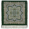 Premium scarf Spring Rain Song, wool, forest green - 89x89cm