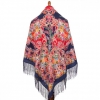 Premium shawl Lace, silk, navy blue - 130x130cm