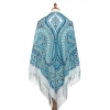 Premium shawl Magnificent Century, silk, sandy blue - 130x130cm