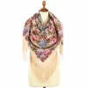 Premium shawl Rejuvenating Apples, wool, peach beige - 125x125cm