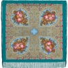 Sal premium Autumn lace din lana, albastru marin, 125x125cm